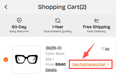 Various eyewear products showing different price points